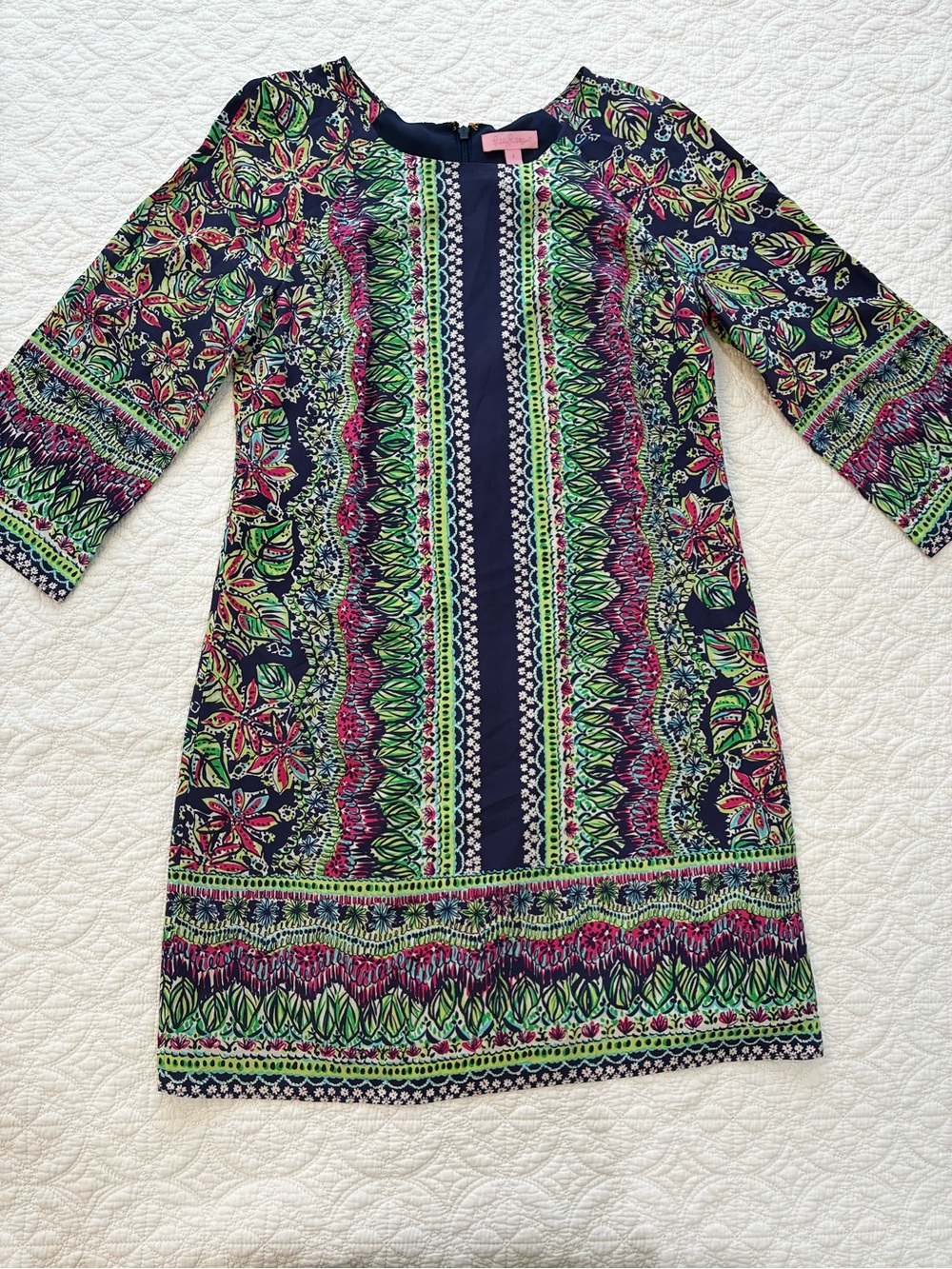 Lilly Pulitzer Silk Rylee 3/4 Sleeve Shift Dress Floral Size 2 Resort - Picture 2 of 8